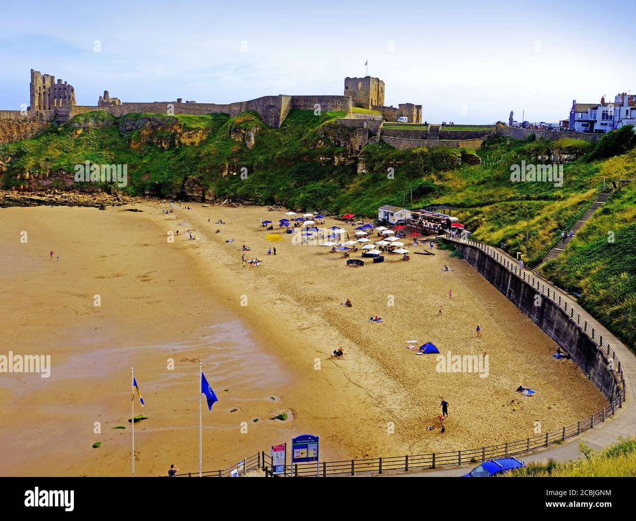 Rileys Fish Shack King Edwards Bay Tynemouth et Priory et Château Banque D'Images