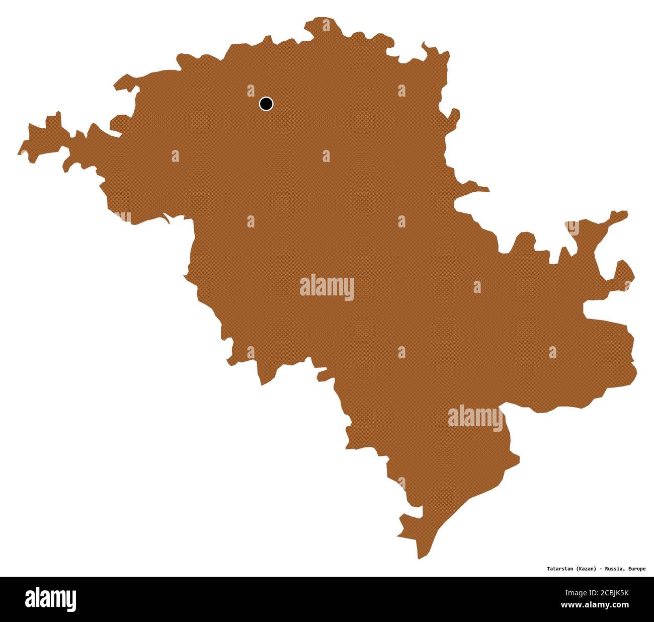 Forme du Tatarstan, république de Russie, avec sa capitale isolée sur fond blanc. Composition des textures répétées. Rendu 3D Banque D'Images