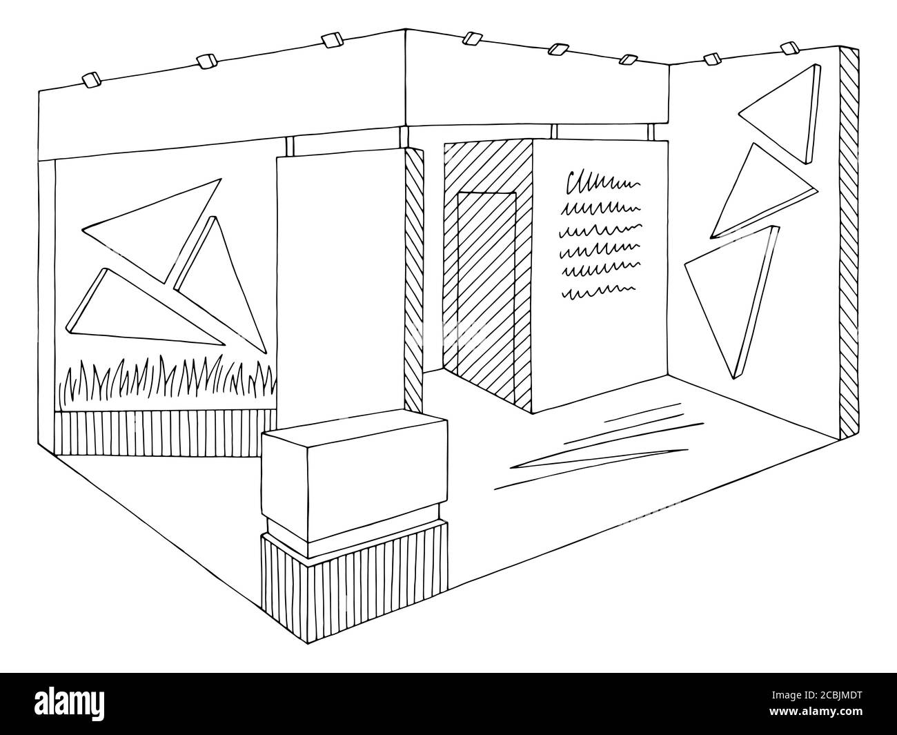 Présentoir intérieur graphique noir blanc croquis illustration vecteur Illustration de Vecteur