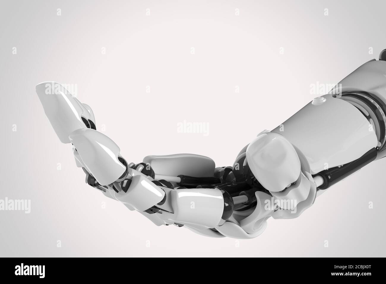 Main de cyborg robotique posée pour tenir un objet rendu 3d Banque D'Images