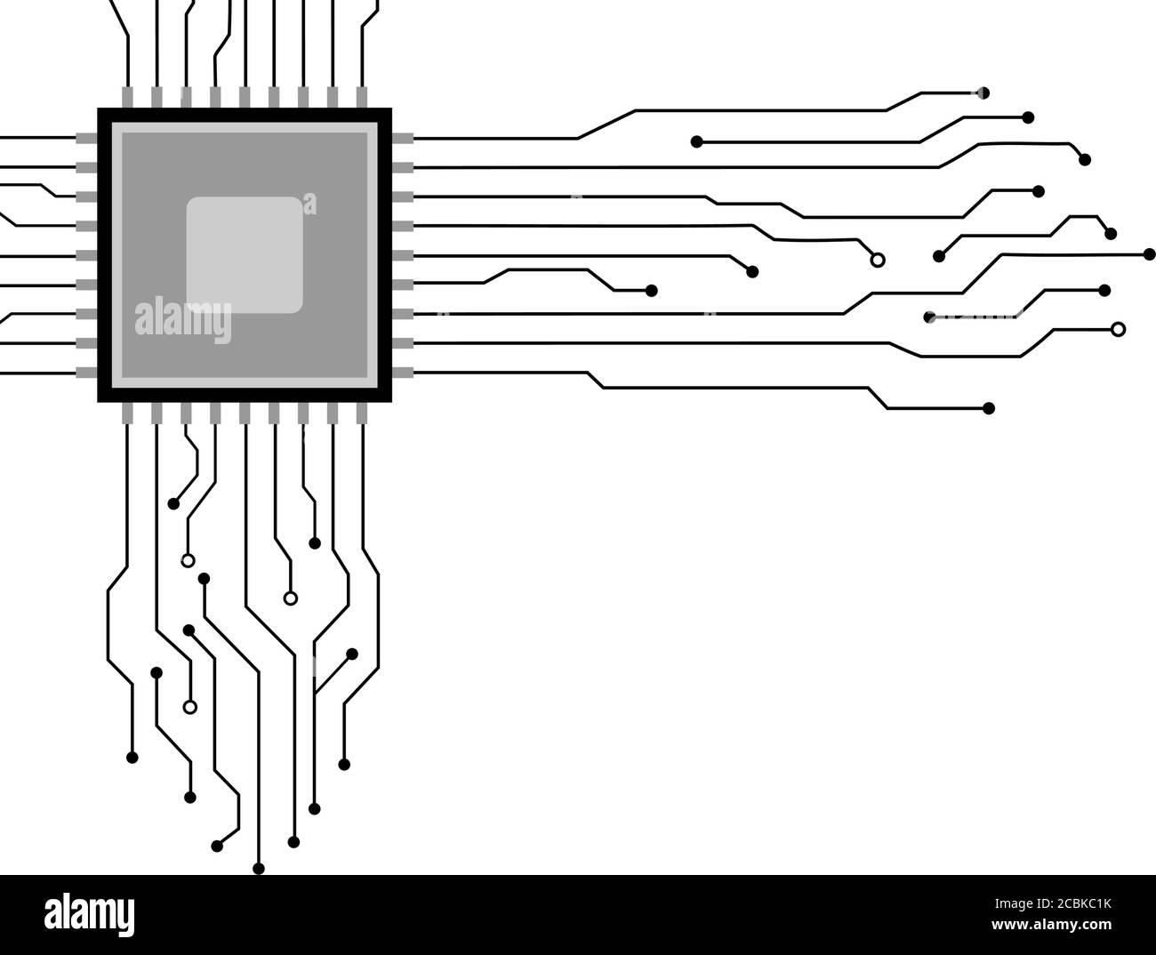 carte de circuit imprimé cpu. Technologie de fond blanc avec ligne. Technologie de motif de carte de circuit imprimé. Illustration vectorielle à plat. Illustration de Vecteur