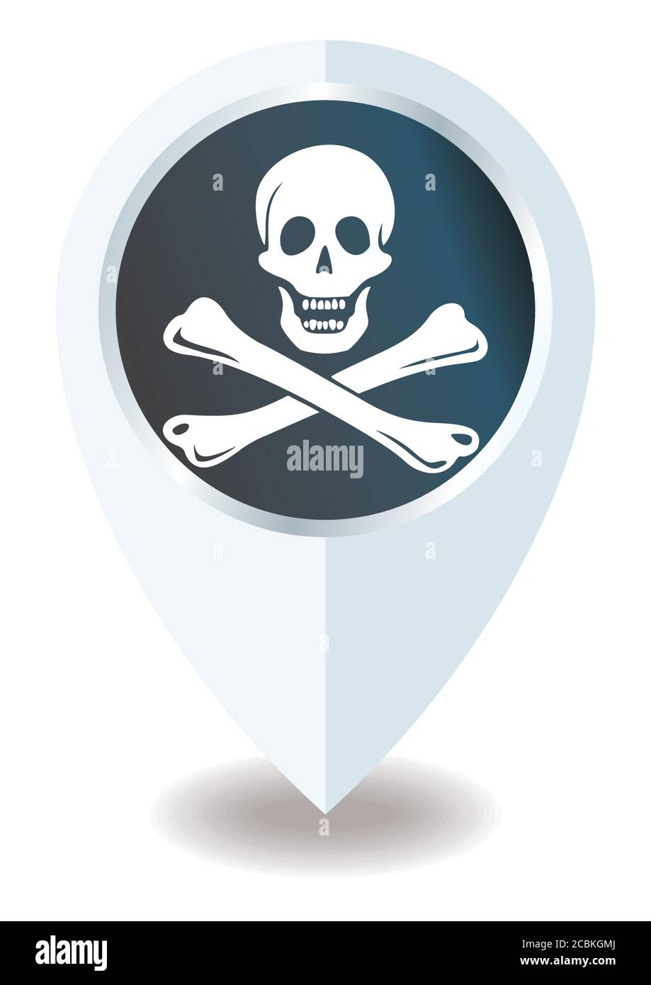Drapeau de pirate avec crâne et crossos. Le traditionnel 'Jolly Roger' de la piraterie. Modèle pour la conception d'affiches, de publicité, de messages. Illustration de Vecteur