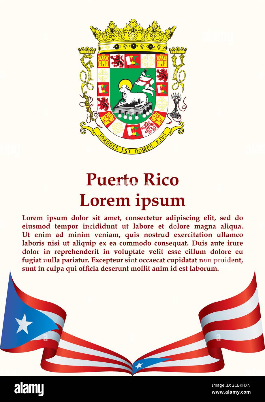 Drapeau de Porto Rico, Commonwealth de Porto Rico. Modèle pour la conception de prix, un document officiel avec le drapeau de Porto Rico. Vecto lumineux et coloré Illustration de Vecteur