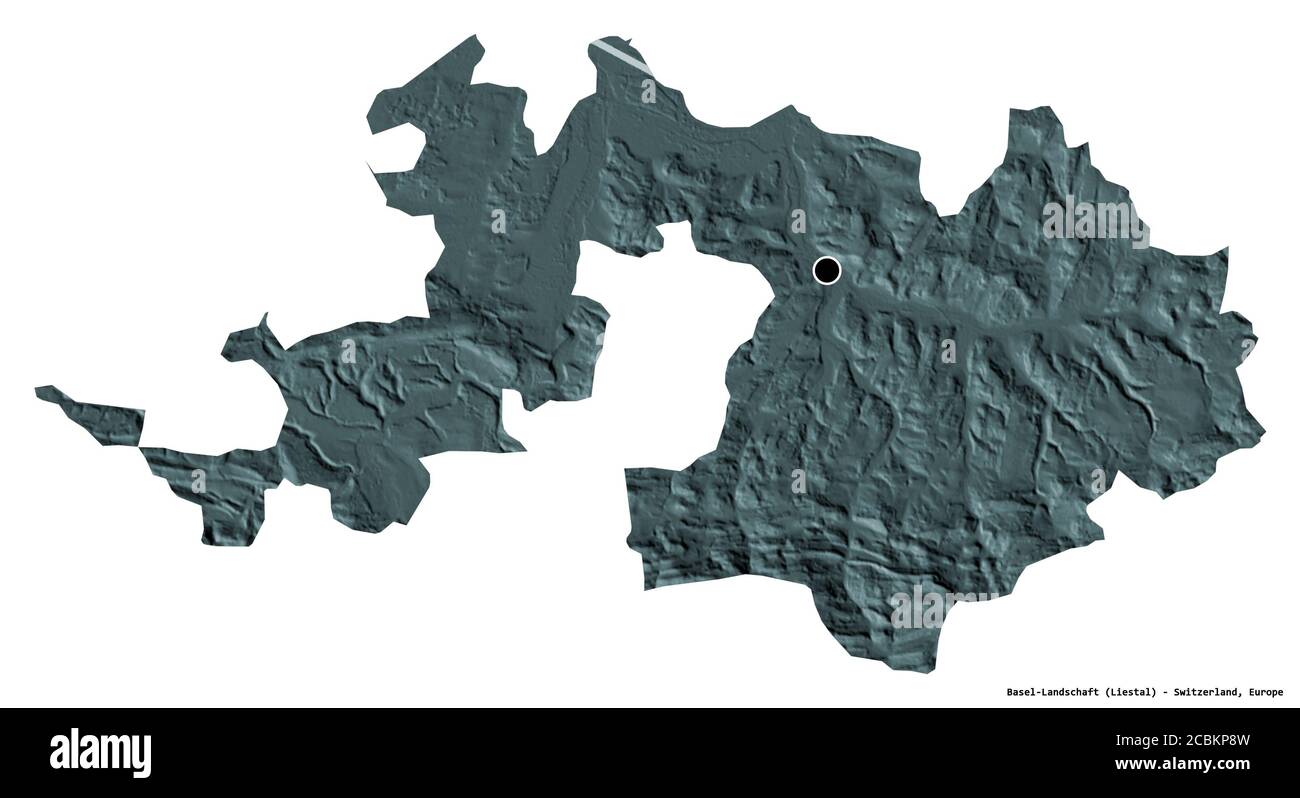 Forme de Bâle-Landschaft, canton de Suisse, avec sa capitale isolée sur  fond blanc. Carte d'altitude en couleur. Rendu 3D Photo Stock - Alamy