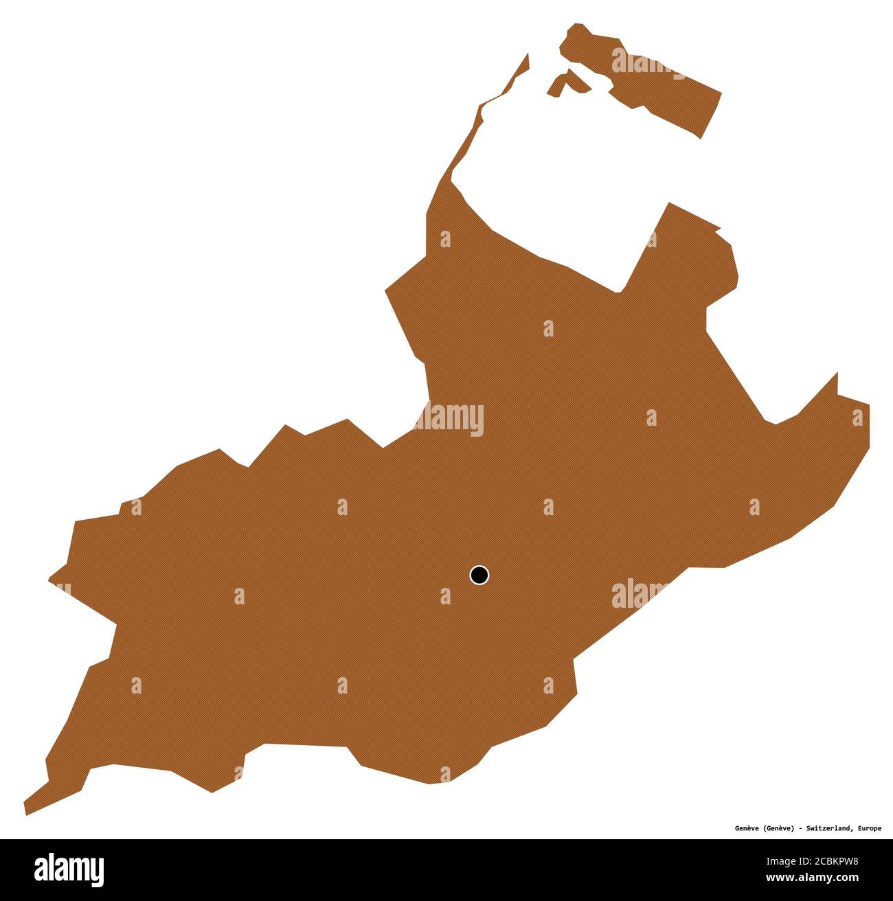 Forme de Genève, canton de Suisse, avec sa capitale isolée sur fond blanc. Composition des textures répétées. Rendu 3D Banque D'Images