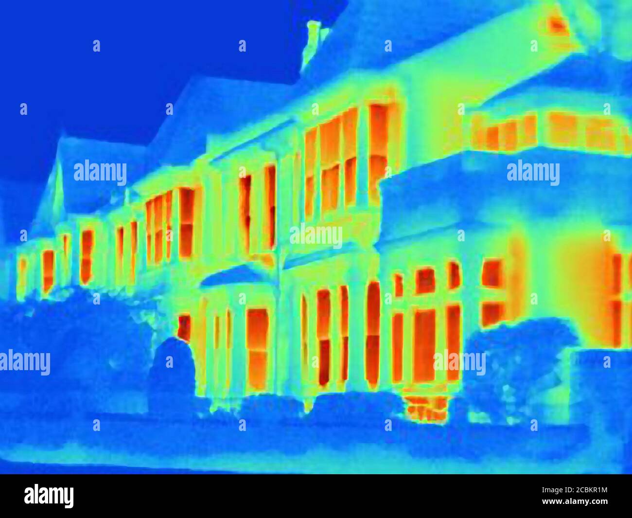 Image thermique des maisons on city street Banque D'Images