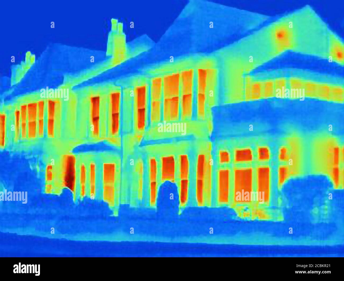 Image thermique des maisons on city street Banque D'Images