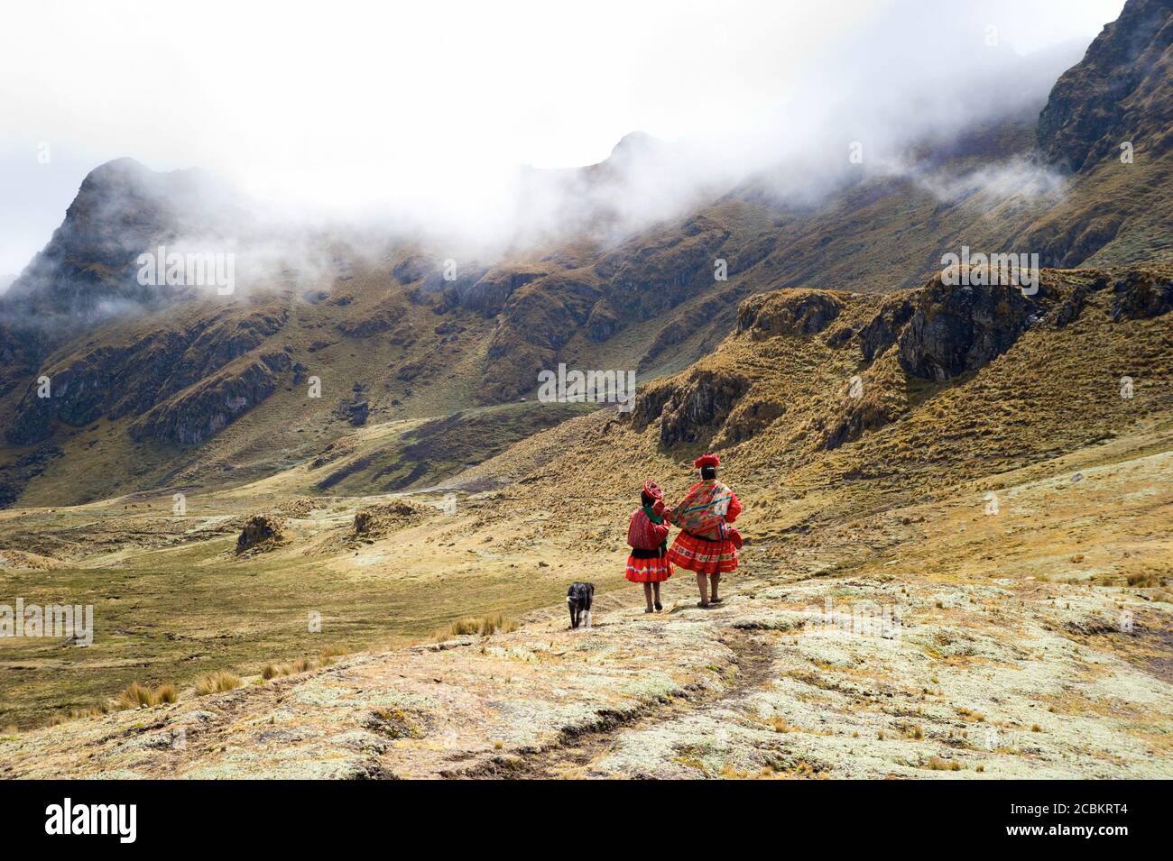 Escalade pour passer dans la chaîne de montagnes Urubamba, Pérou Banque D'Images