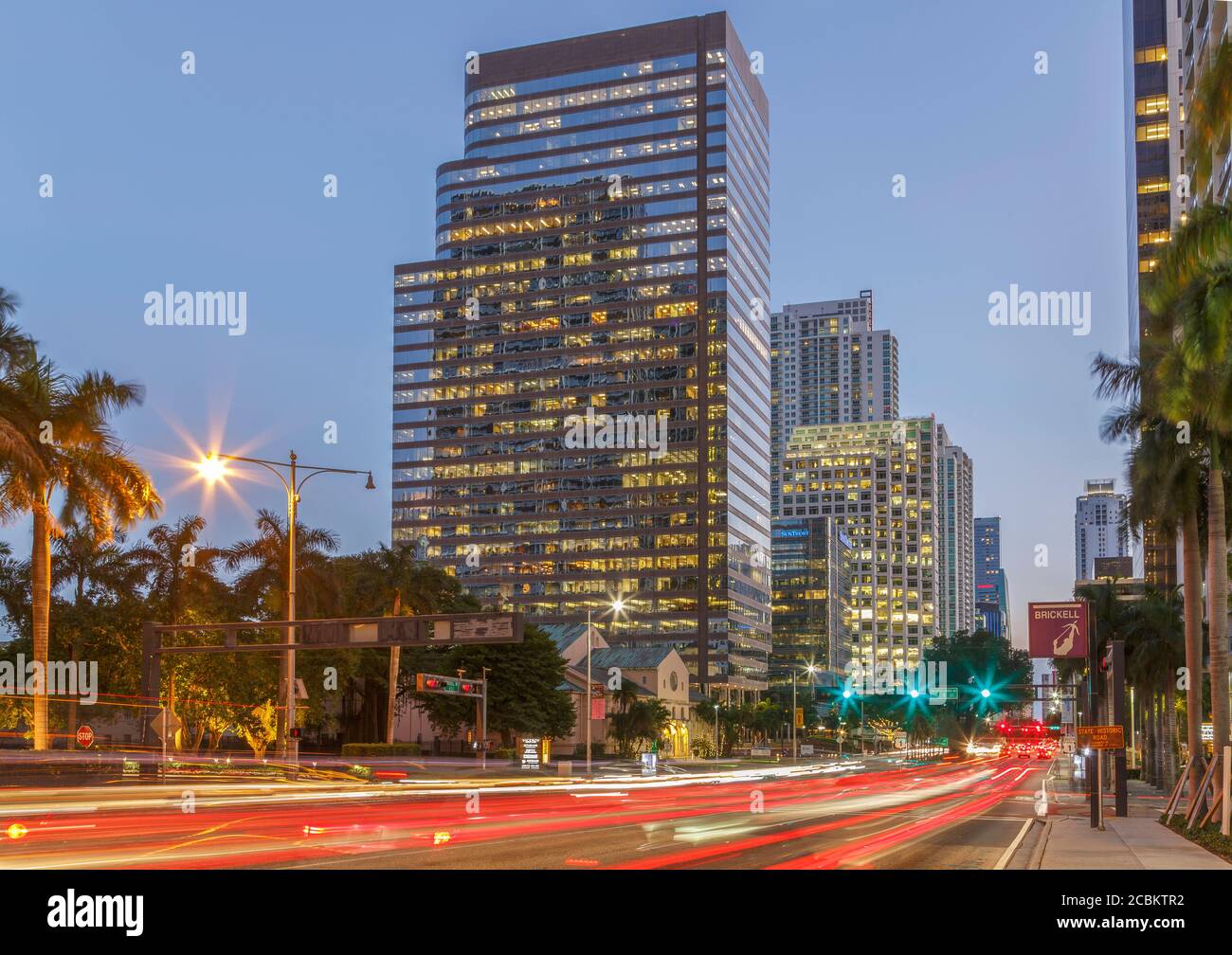 Bâtiment sur Biscayne Boulevard, centre-ville de Miami, Floride, États-Unis Banque D'Images