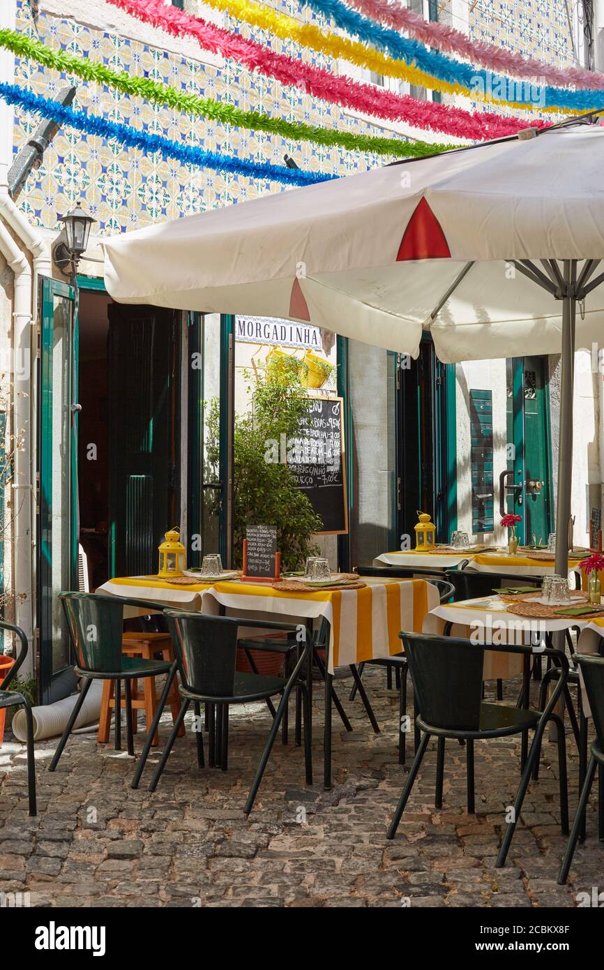 Terrasse du restaurant, Lisbonne, Portugal Banque D'Images