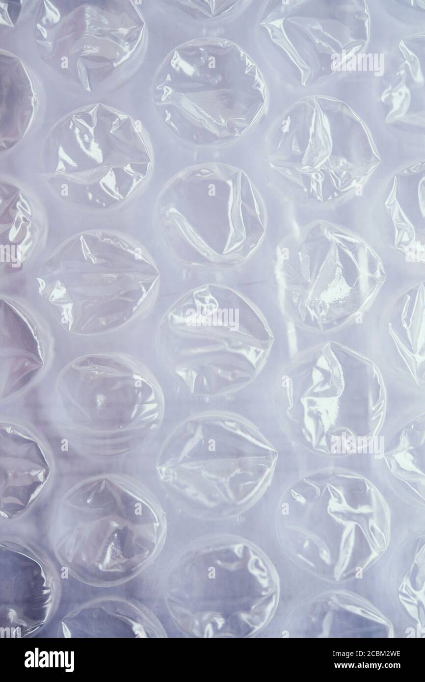 Photo macro d'une feuille de film à bulles en plastique Banque D'Images