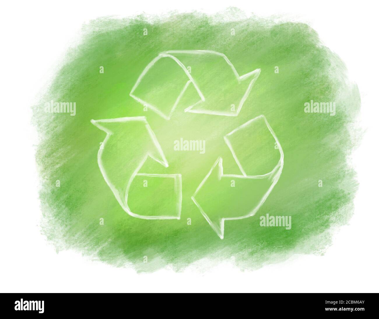 Illustration du symbole d'icône de recyclage d'esquisse dessinée à la main isolée sur fond blanc pour le concept de conception écologique. Banque D'Images