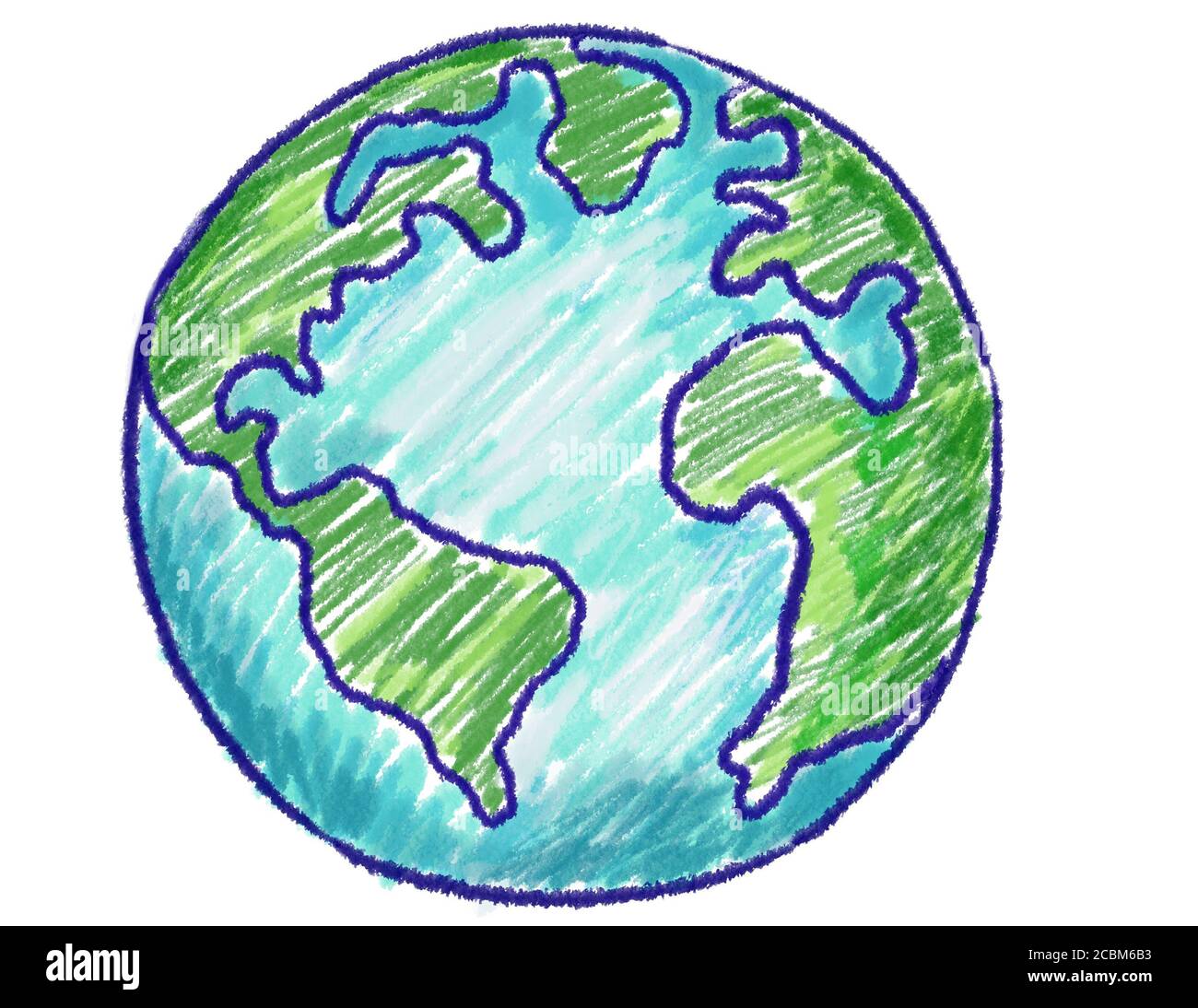 Illustration du dessin à la main esquisse de terre bleue isolée sur fond blanc pour le concept de conception écologique. Banque D'Images