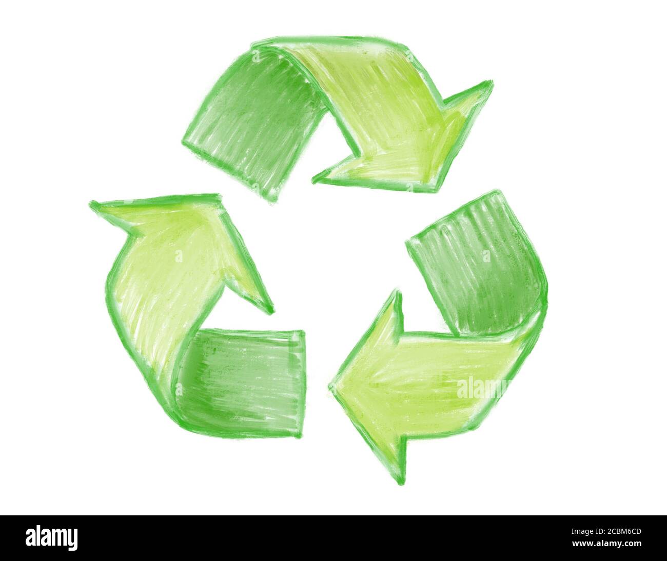 Illustration du symbole d'icône de recyclage d'esquisse dessinée à la main isolée sur fond blanc pour le concept de conception écologique. Banque D'Images