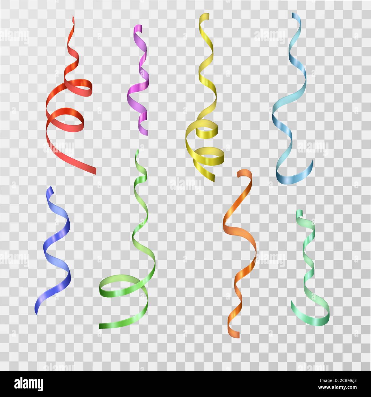 Ensemble de serpentins multicolores sur un arrière-plan transparent isolé. Éléments de conception. Une collection pour les fêtes. Bijoux. Vecteur Illustration de Vecteur