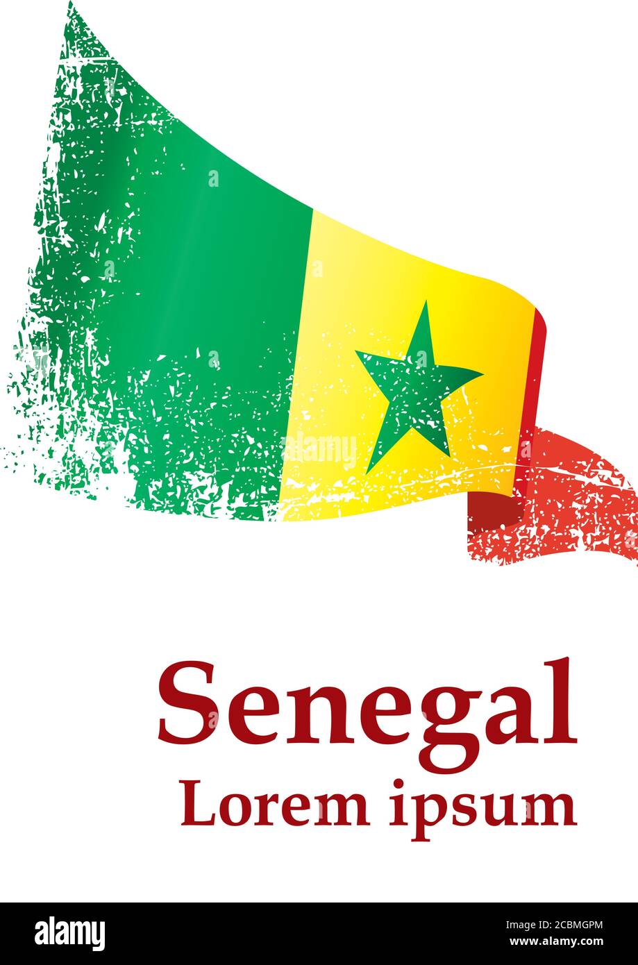 Drapeau du Sénégal, République du Sénégal. Modèle pour la conception de prix, un document officiel avec le drapeau du Sénégal. Illustration de Vecteur