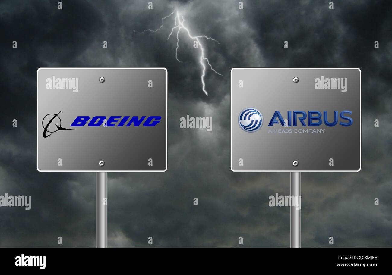 Boeing contre Airbus Banque D'Images