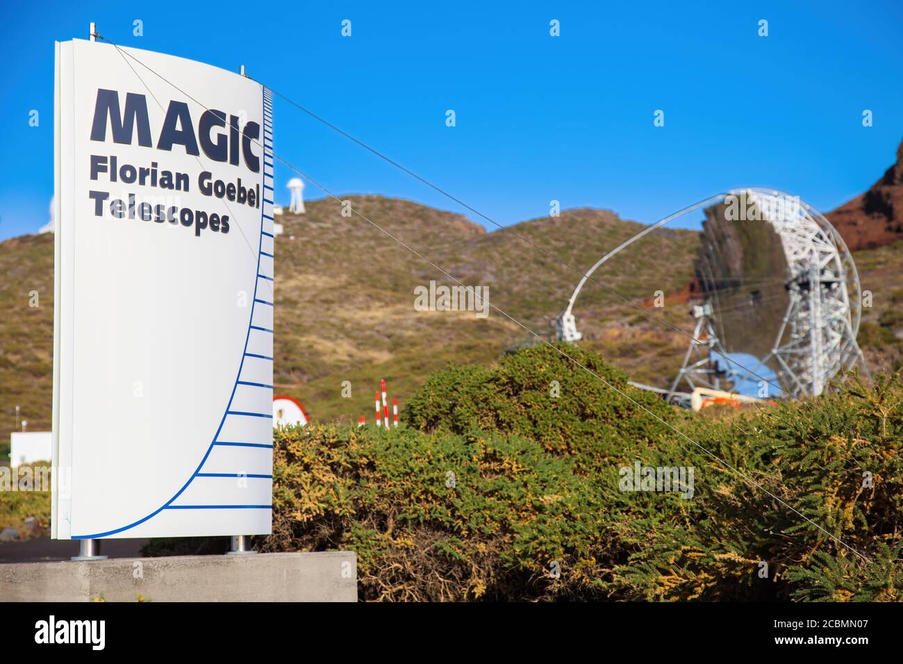 TÉLESCOPE MAGIQUE avec panneau à la Palma, Espagne Banque D'Images