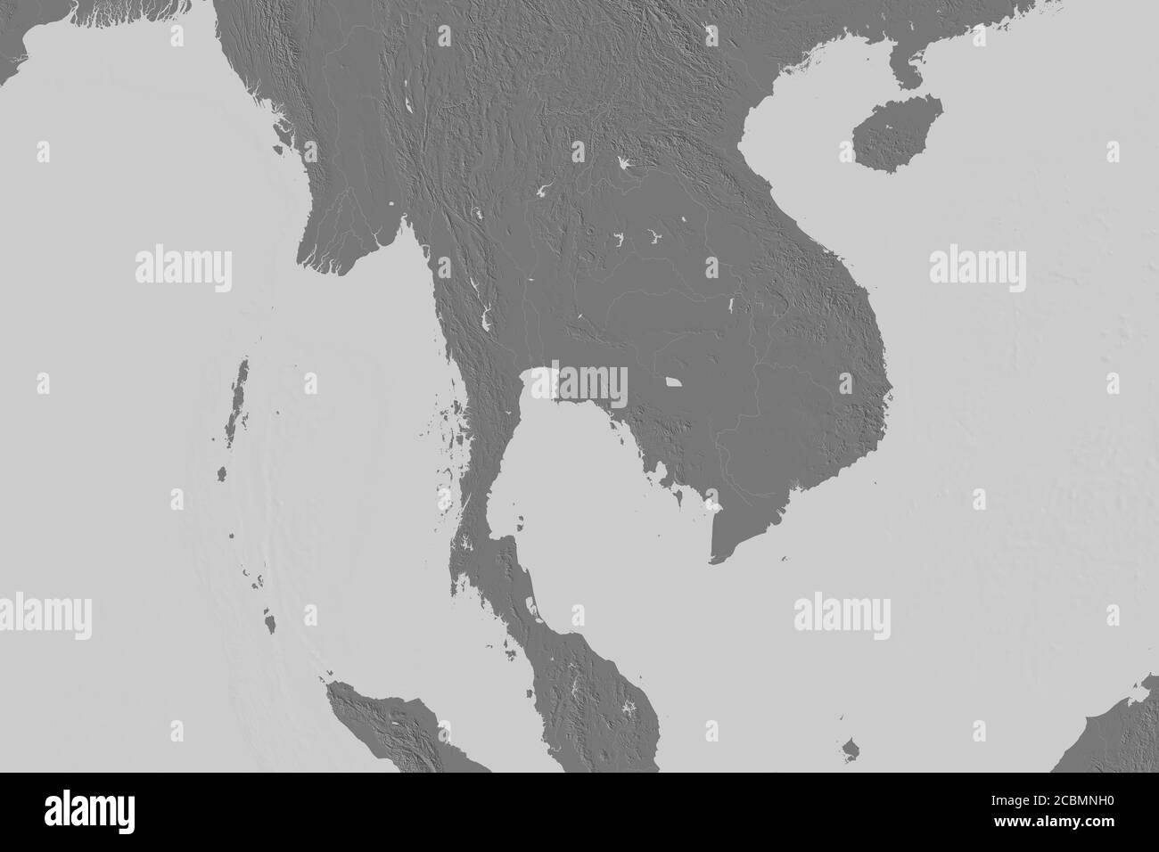 Zone étendue de la Thaïlande. Carte d'élévation à deux niveaux. Rendu 3D Banque D'Images