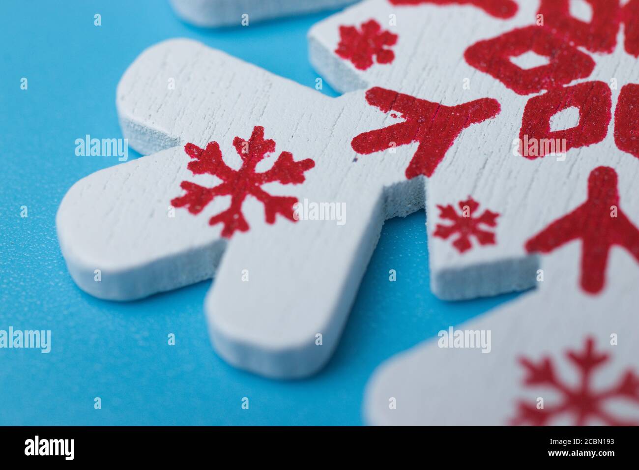 Flocon de neige en bois avec motif de Noël macro Banque D'Images