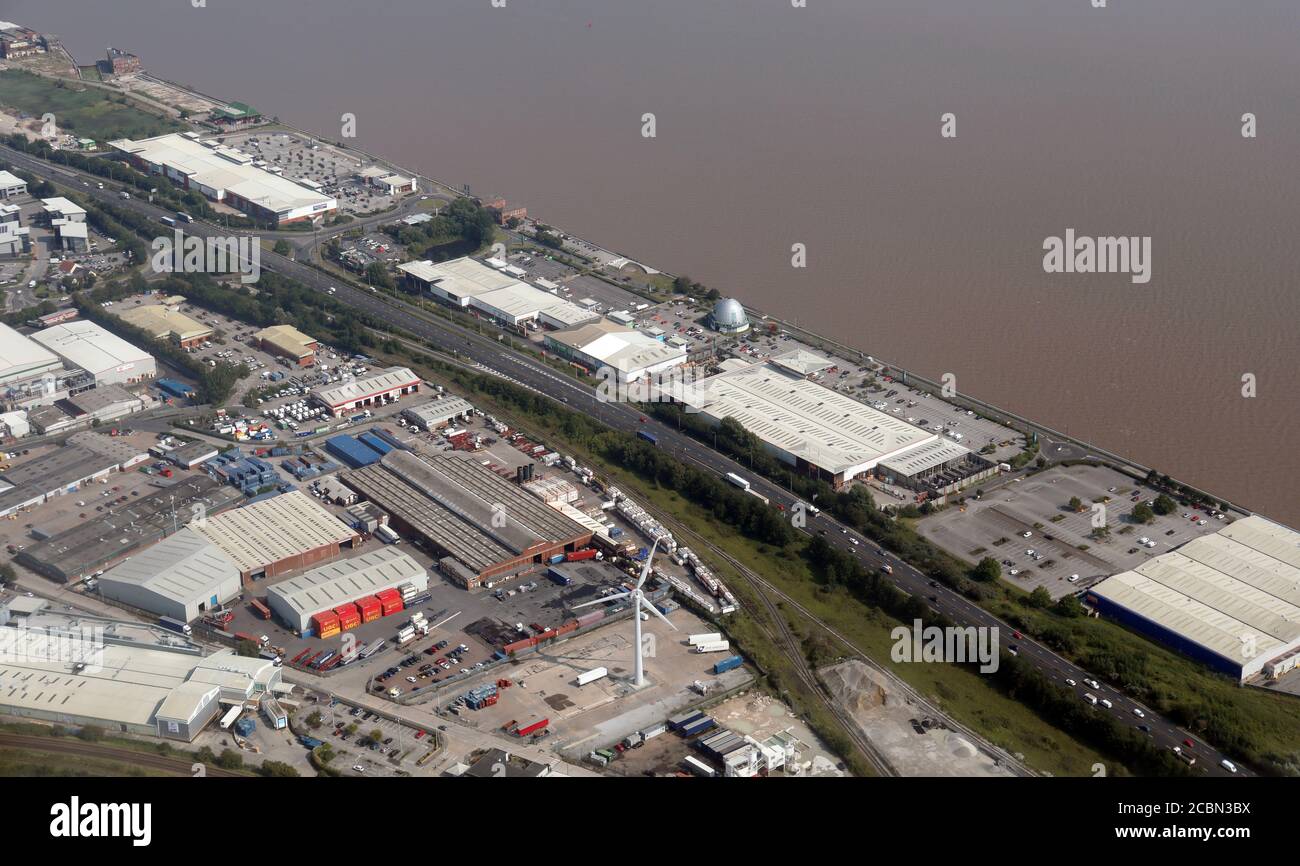 Vue aérienne du parc commercial de Saint Andrews Quay, est de Hull Banque D'Images