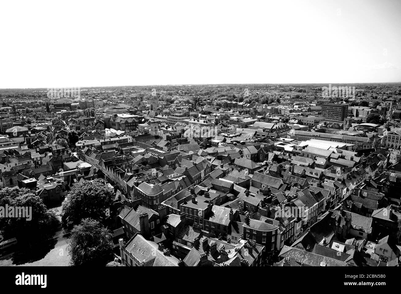 Vue sud-est de la tour centrale de la Minster. Banque D'Images