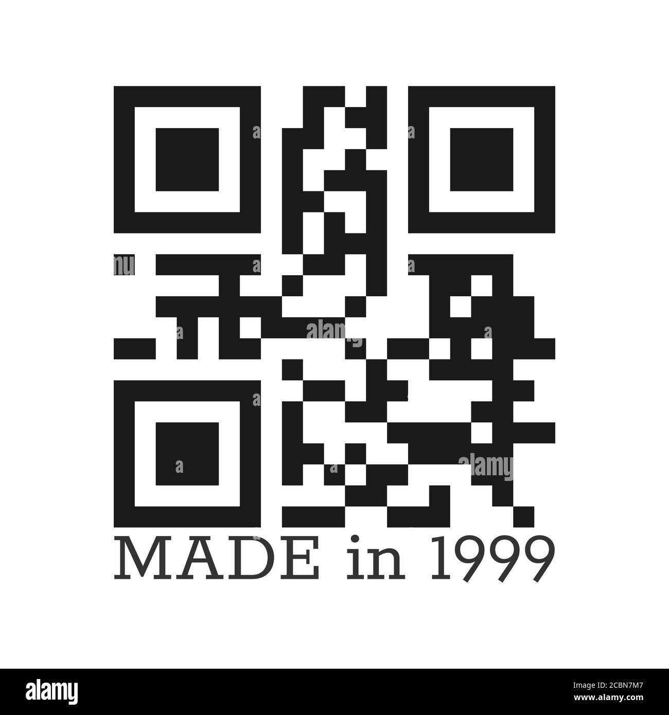 Fabriqué en 1999. Caractères vectoriels stylisés avec un code QR réel. Illustration pour les vêtements, les textiles et les salutations. Illustration vectorielle isolée sur un coup Illustration de Vecteur