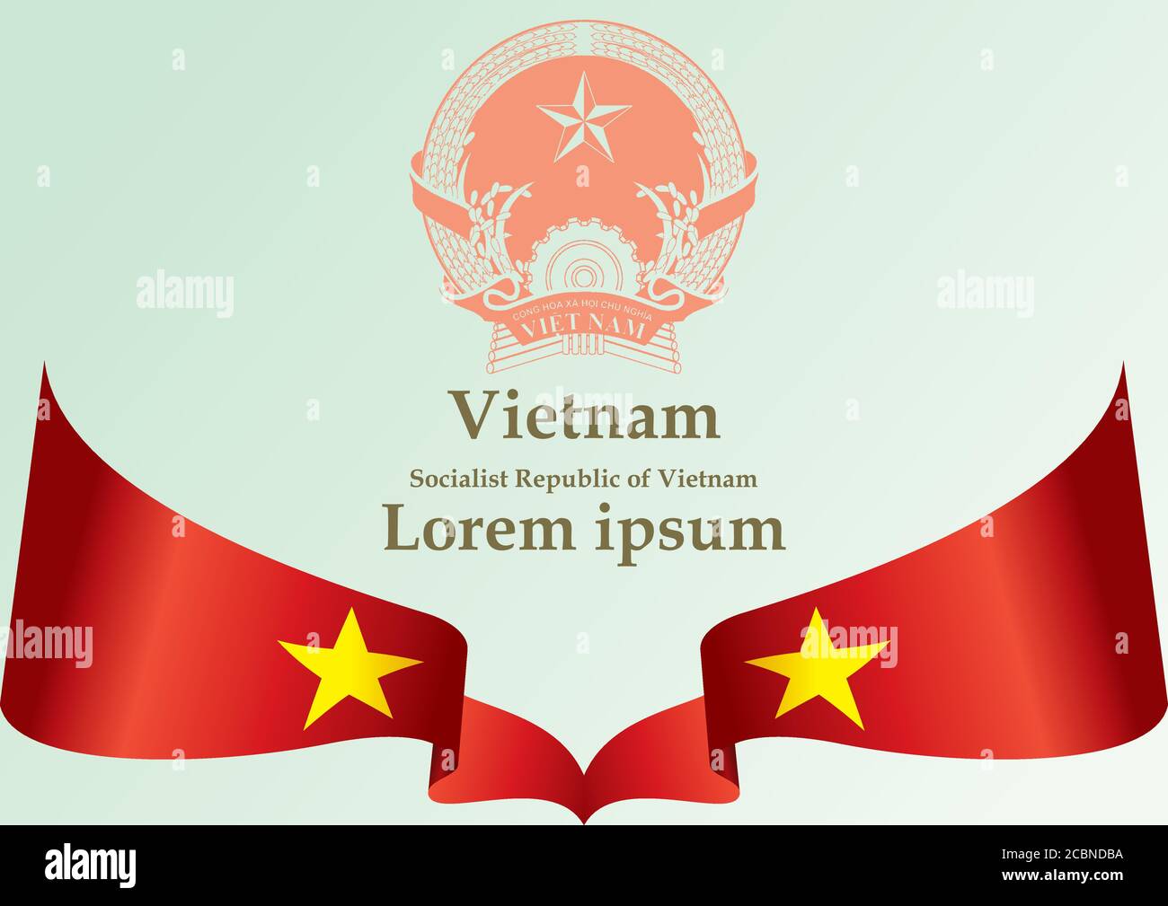 Drapeau du Vietnam, République socialiste du Vietnam, modèle de conception de prix, document officiel avec le drapeau de la République socialiste du Vietnam. Illustration de Vecteur