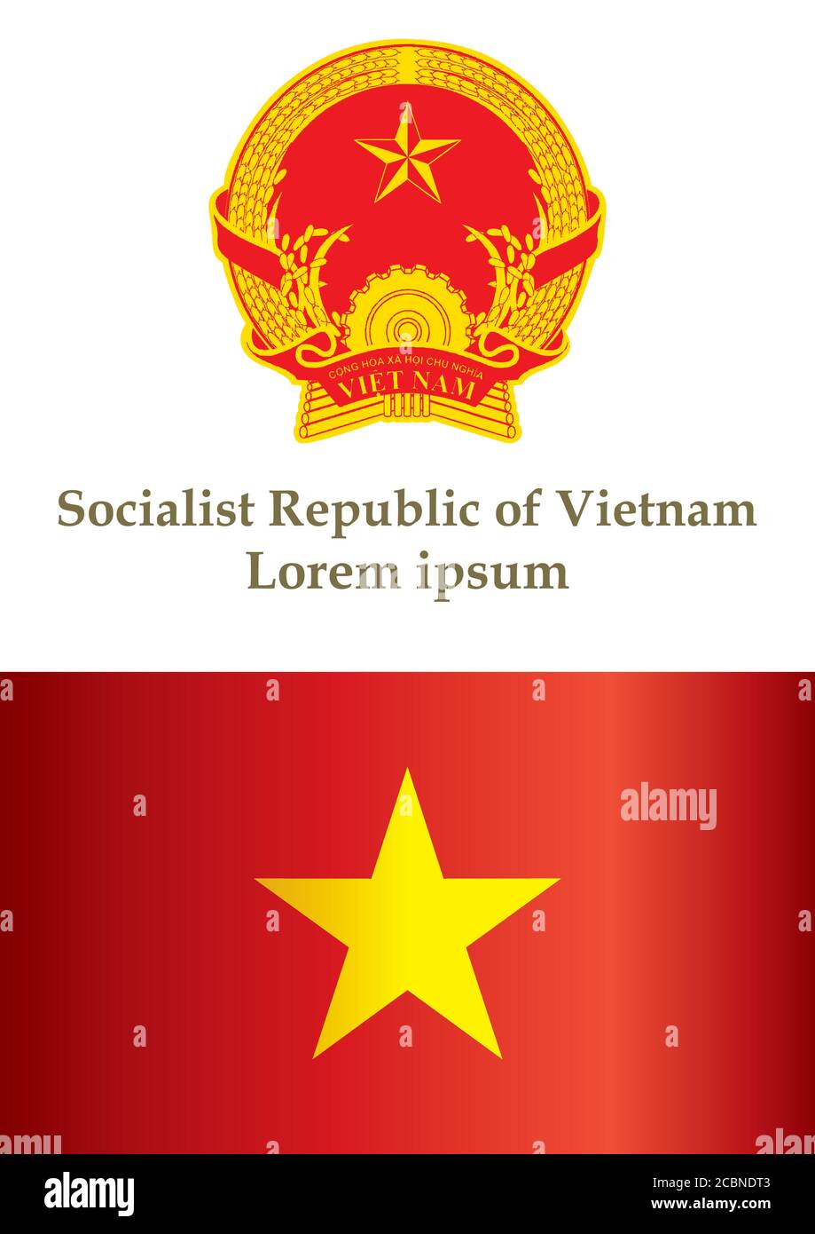 Drapeau du Vietnam, République socialiste du Vietnam, modèle de conception de prix, document officiel avec le drapeau de la République socialiste du Vietnam. Illustration de Vecteur