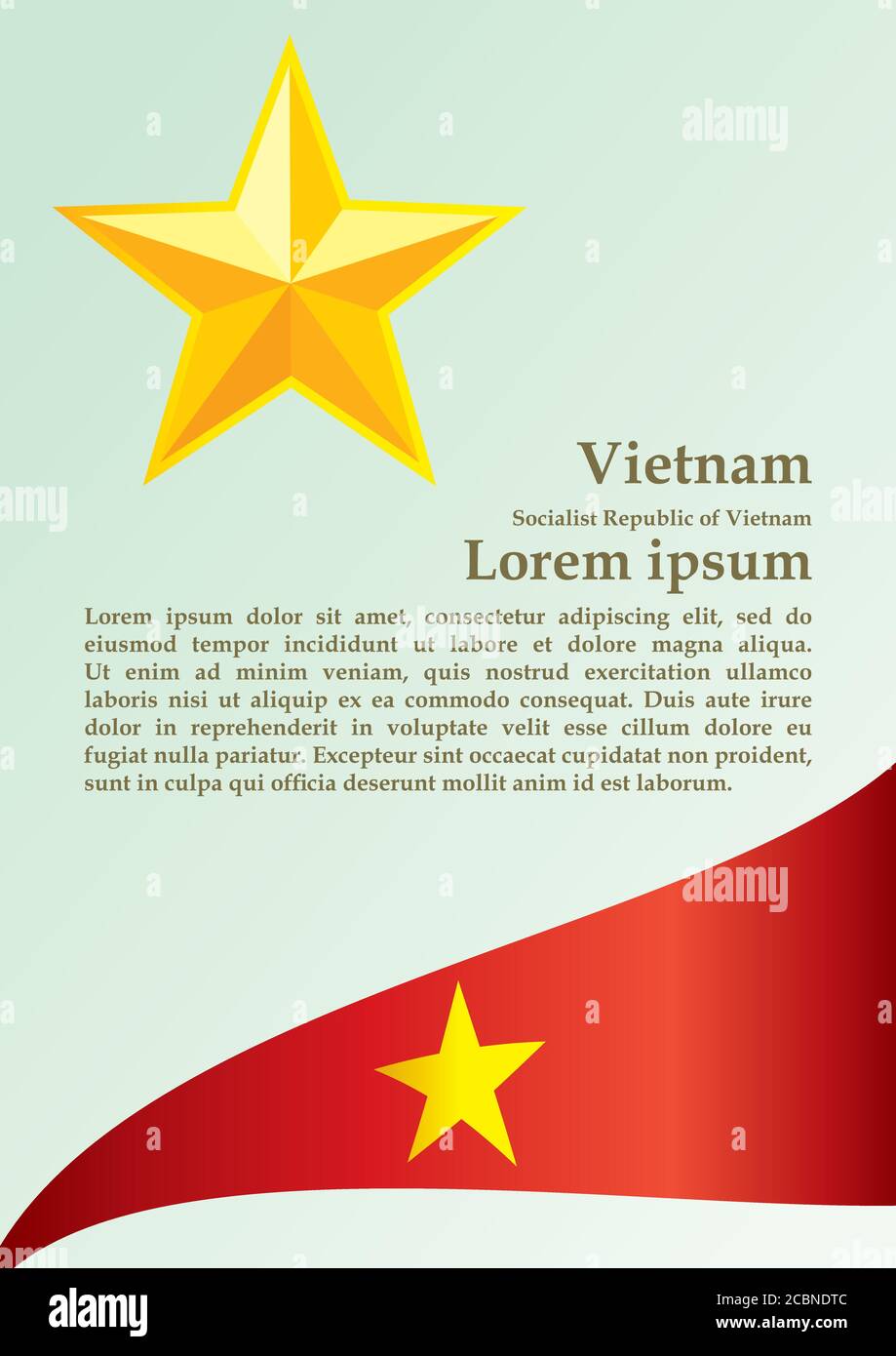 Drapeau du Vietnam, République socialiste du Vietnam, modèle de conception de prix, document officiel avec le drapeau de la République socialiste du Vietnam. Illustration de Vecteur