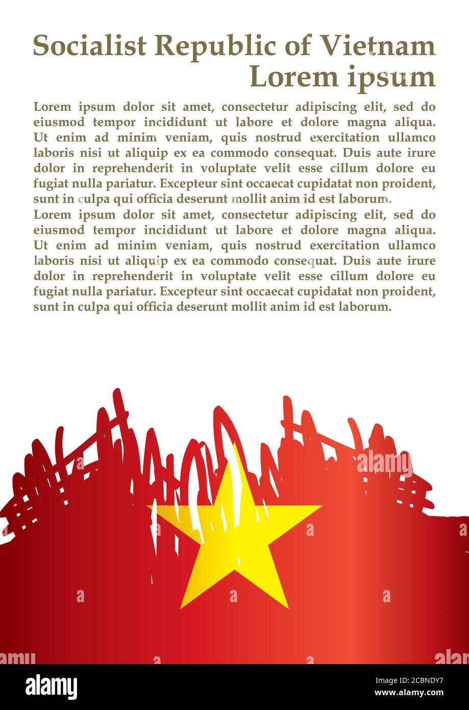 Drapeau du Vietnam, République socialiste du Vietnam, modèle de conception de prix, document officiel avec le drapeau de la République socialiste du Vietnam. Illustration de Vecteur