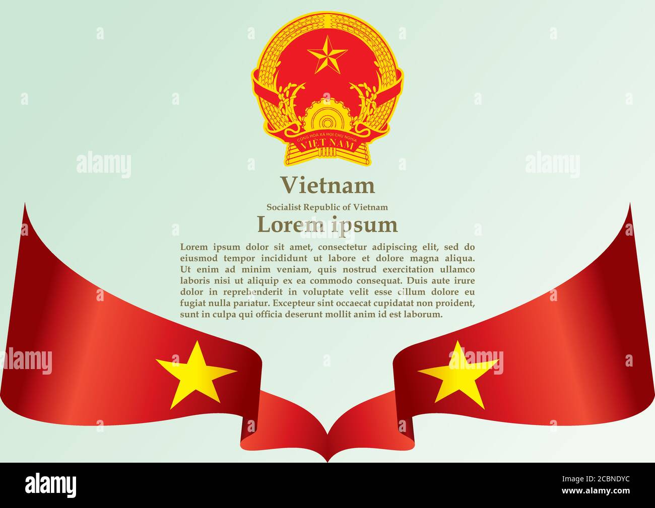 Drapeau du Vietnam, République socialiste du Vietnam, modèle de conception de prix, document officiel avec le drapeau de la République socialiste du Vietnam. Illustration de Vecteur