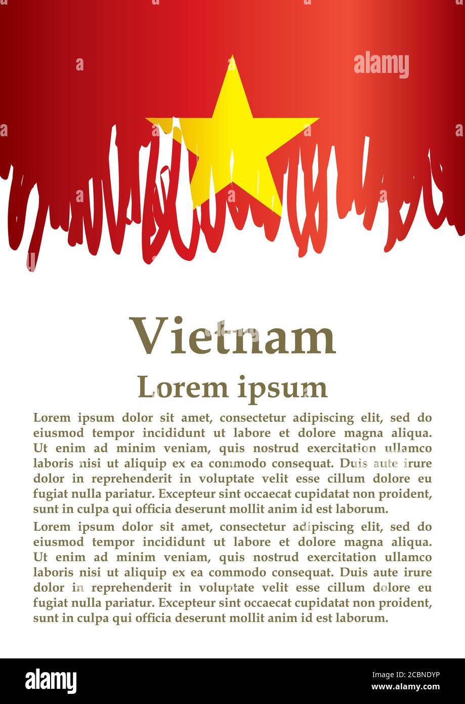 Drapeau du Vietnam, République socialiste du Vietnam, modèle de conception de prix, document officiel avec le drapeau de la République socialiste du Vietnam. Illustration de Vecteur