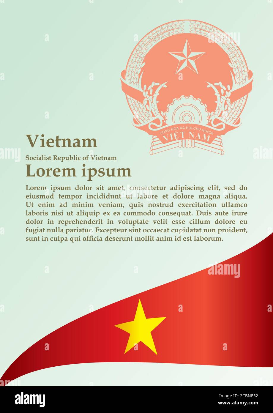 Drapeau du Vietnam, République socialiste du Vietnam, modèle de conception de prix, document officiel avec le drapeau de la République socialiste du Vietnam. Illustration de Vecteur