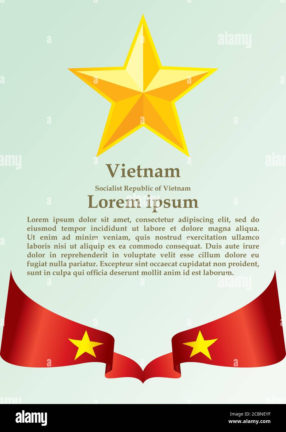 Drapeau du Vietnam, République socialiste du Vietnam, modèle de conception de prix, document officiel avec le drapeau de la République socialiste du Vietnam. Illustration de Vecteur