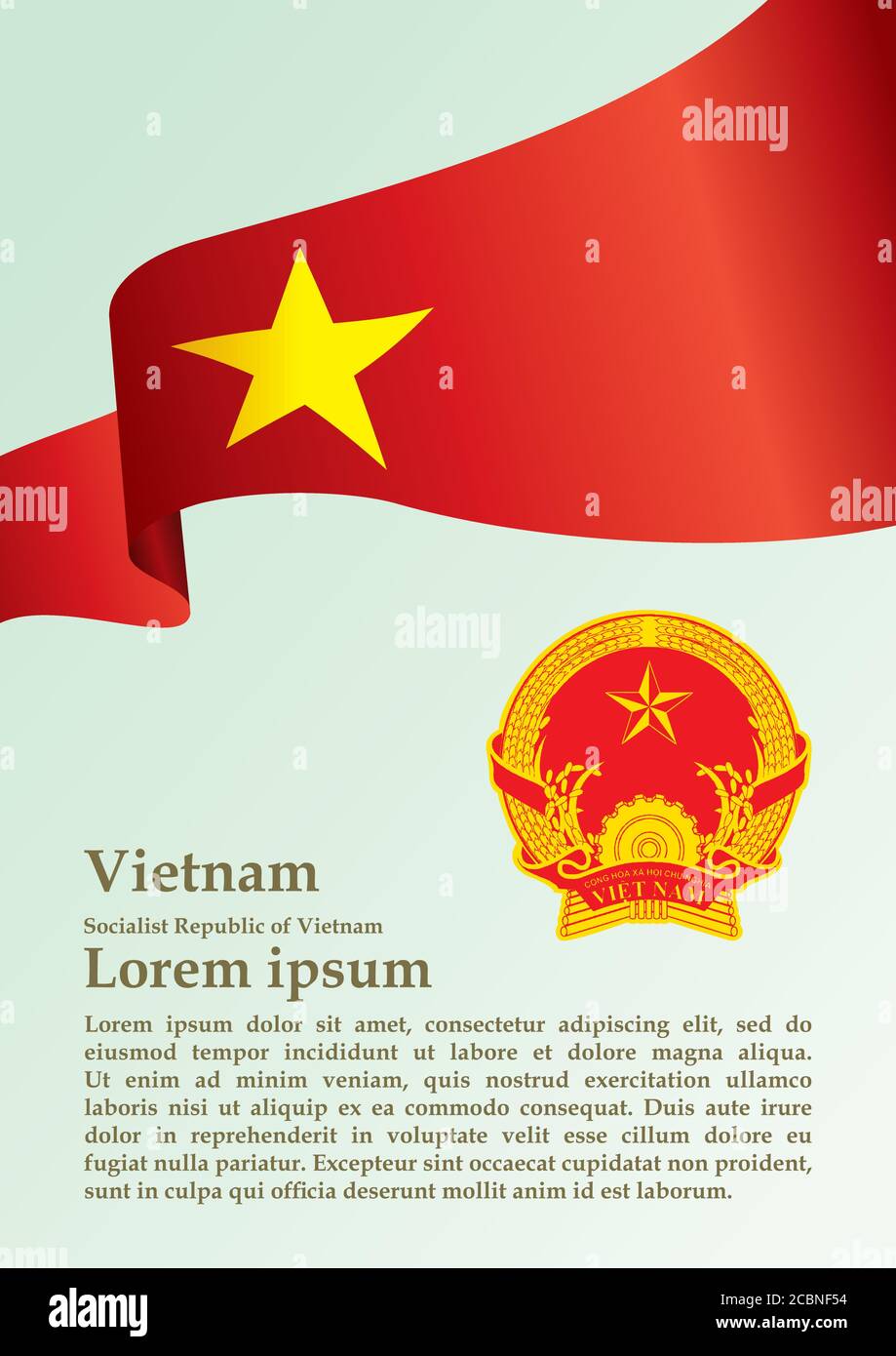 Drapeau du Vietnam, République socialiste du Vietnam, modèle de conception de prix, document officiel avec le drapeau de la République socialiste du Vietnam. Illustration de Vecteur