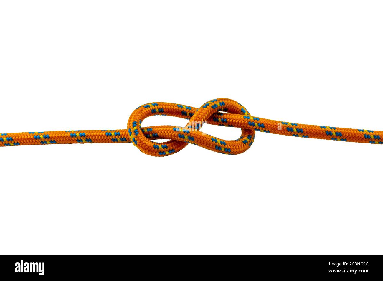 Nœud Savoy exemple de nœud de corde orange avec fond transparent Banque D'Images