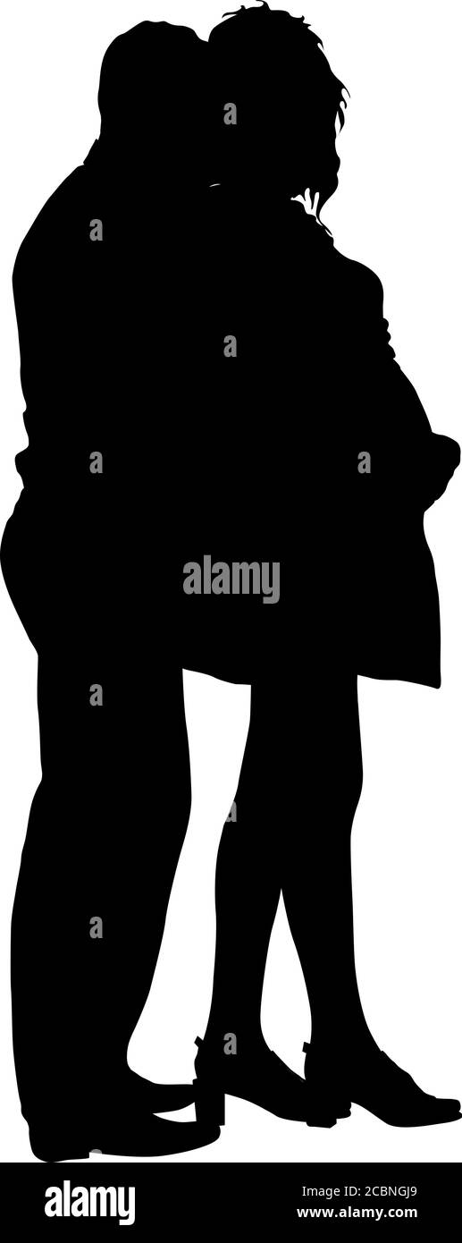 Heureux Silhouette femme enceinte et son mari. Illustration de Vecteur