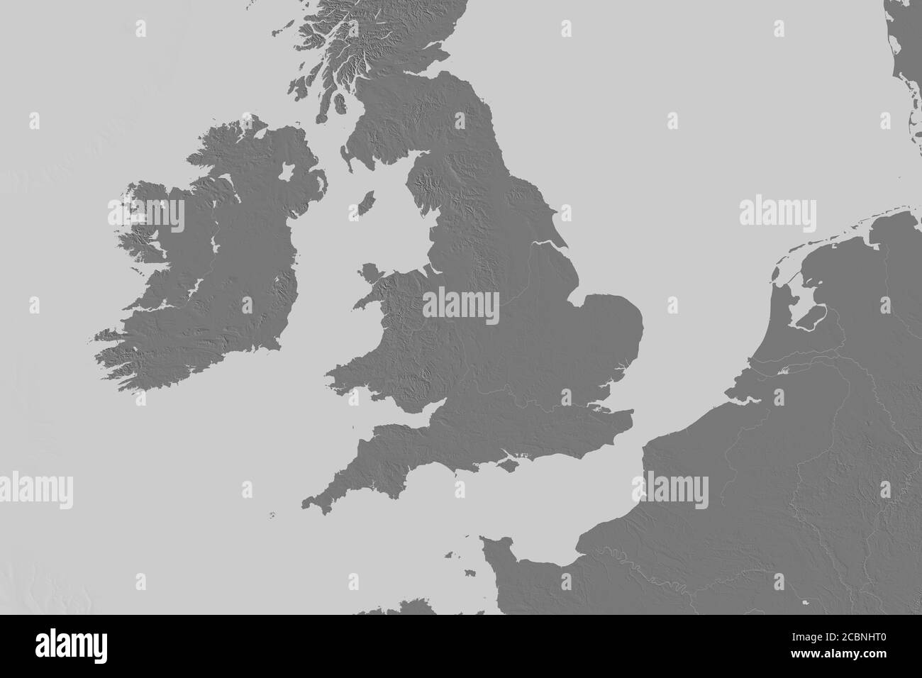 Région étendue de l'Angleterre. Carte d'élévation à deux niveaux. Rendu 3D Banque D'Images