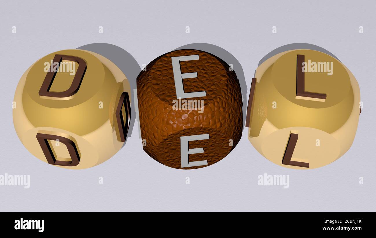 DEL texte par des lettres de dés cubes, illustration 3D pour l'espagne et l'italie Banque D'Images