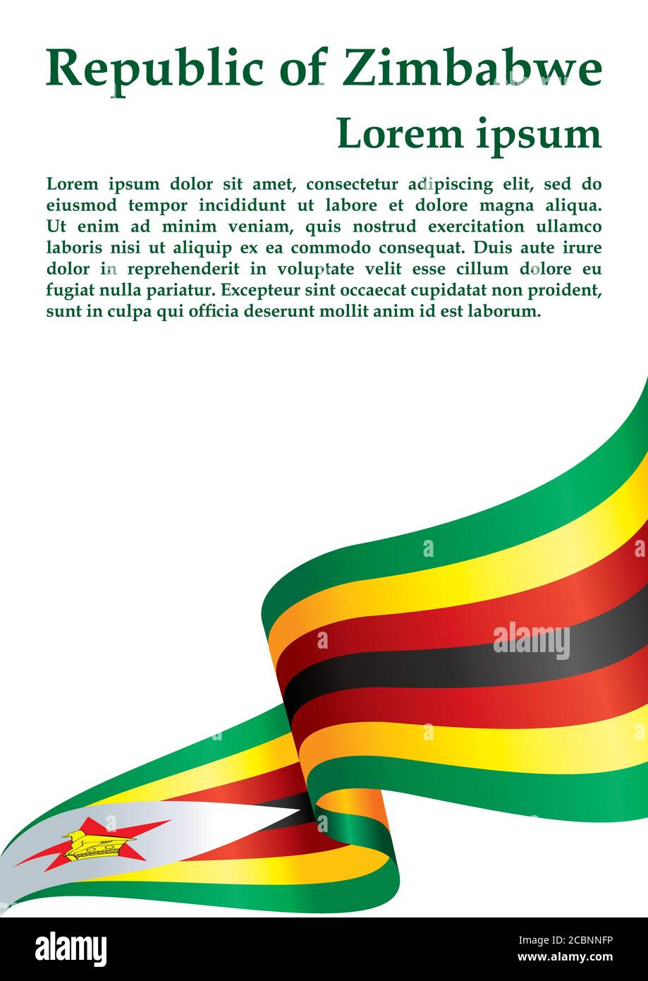 Drapeau du Zimbabwe, République du Zimbabwe. Modèle pour la conception des prix, un document officiel avec le drapeau du Zimbabwe. Illustration de Vecteur