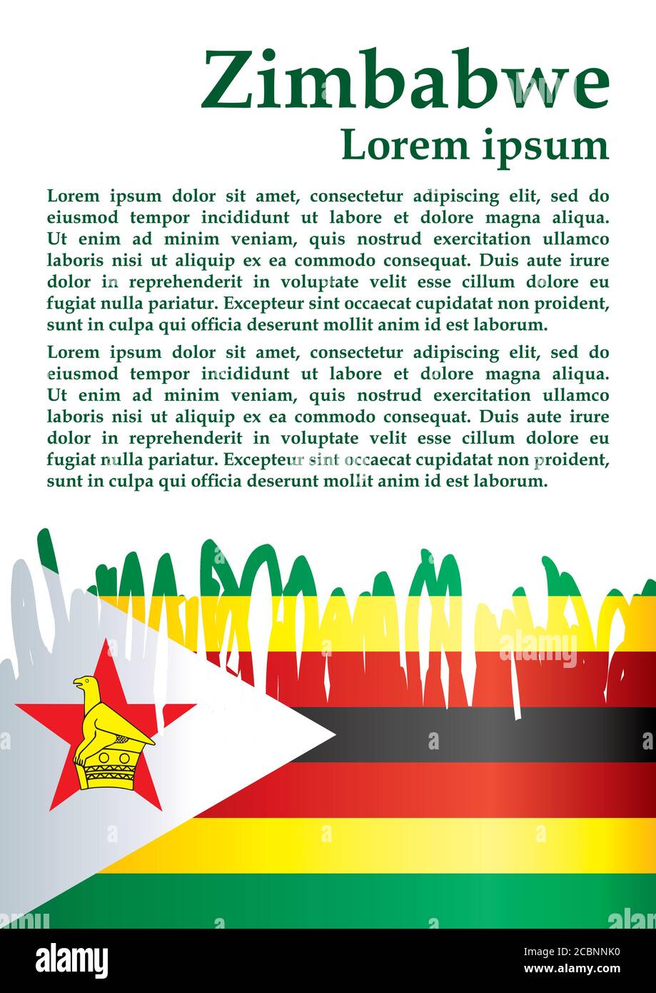Drapeau du Zimbabwe, République du Zimbabwe. Modèle pour la conception des prix, un document officiel avec le drapeau du Zimbabwe. Illustration de Vecteur