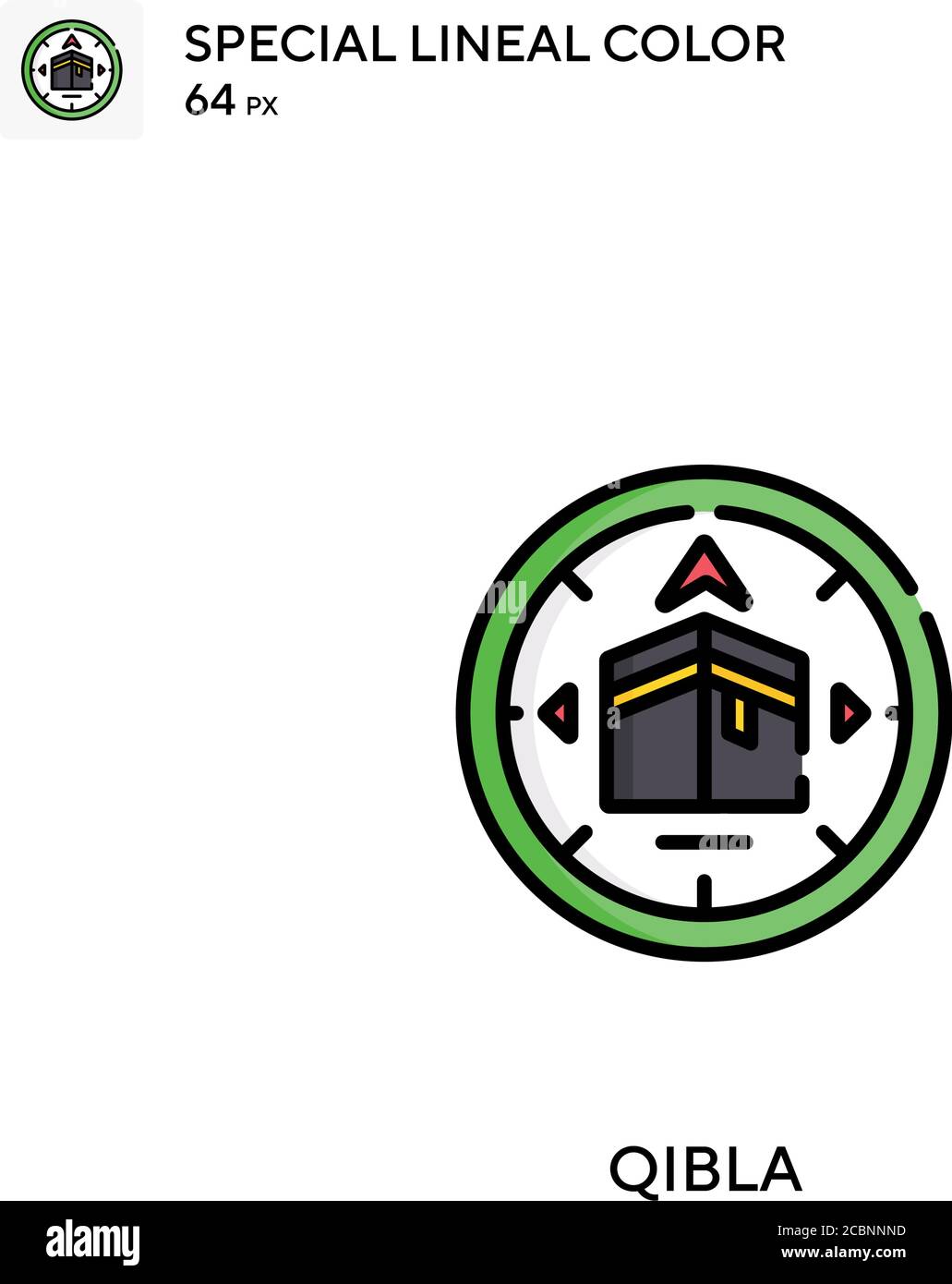 Qibla icône spéciale de vecteur de couleur de ligne. Icônes Qibla pour votre projet d'entreprise Illustration de Vecteur