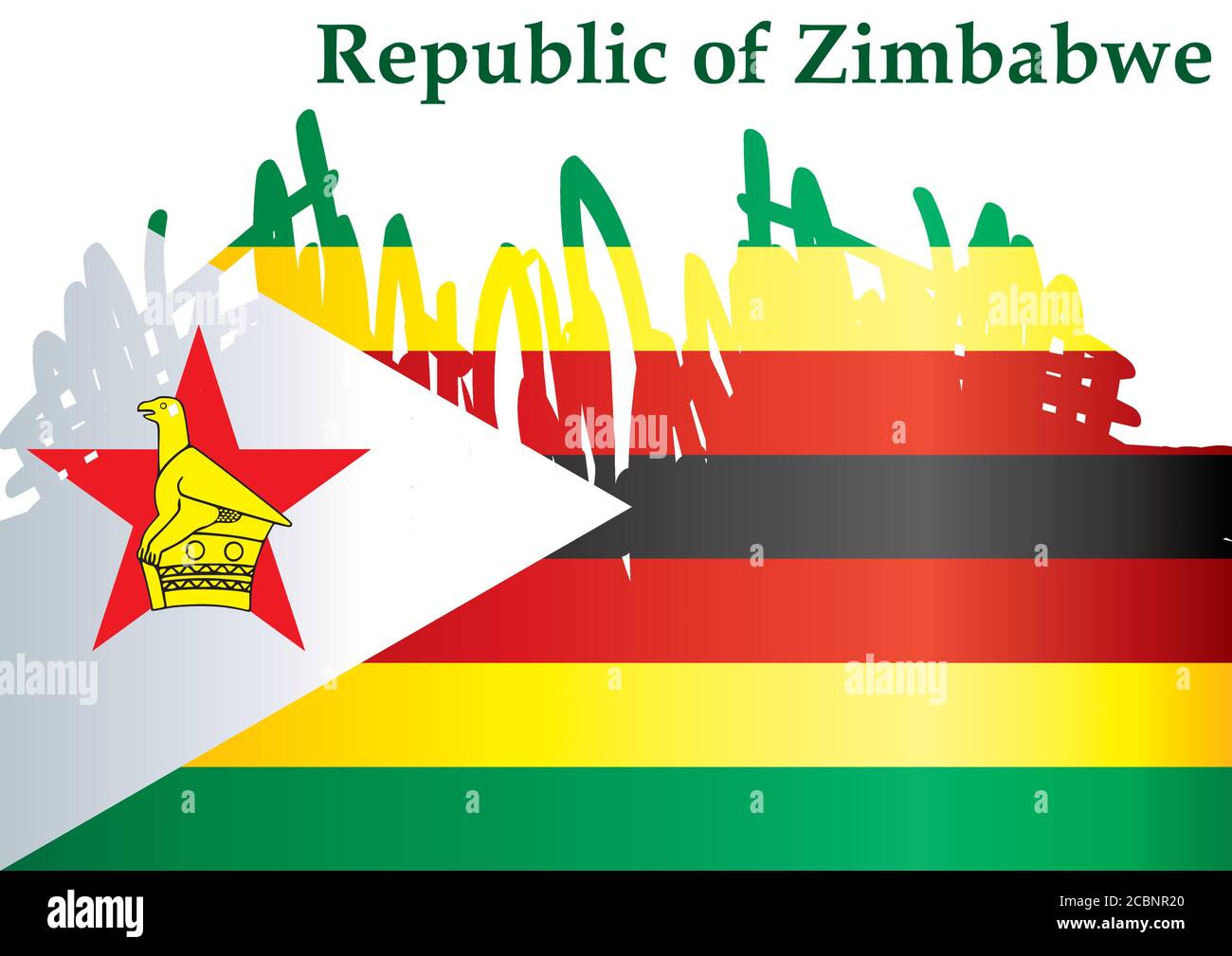 Drapeau du Zimbabwe, République du Zimbabwe. Modèle pour la conception des prix, un document officiel avec le drapeau du Zimbabwe. Illustration de Vecteur