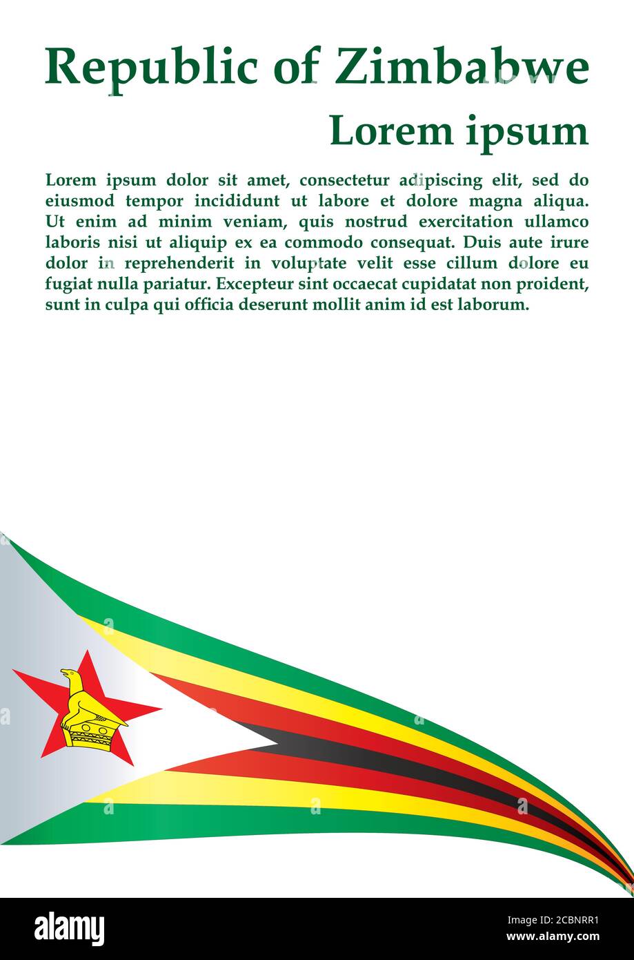 Drapeau du Zimbabwe, République du Zimbabwe. Modèle pour la conception des prix, un document officiel avec le drapeau du Zimbabwe. Illustration de Vecteur