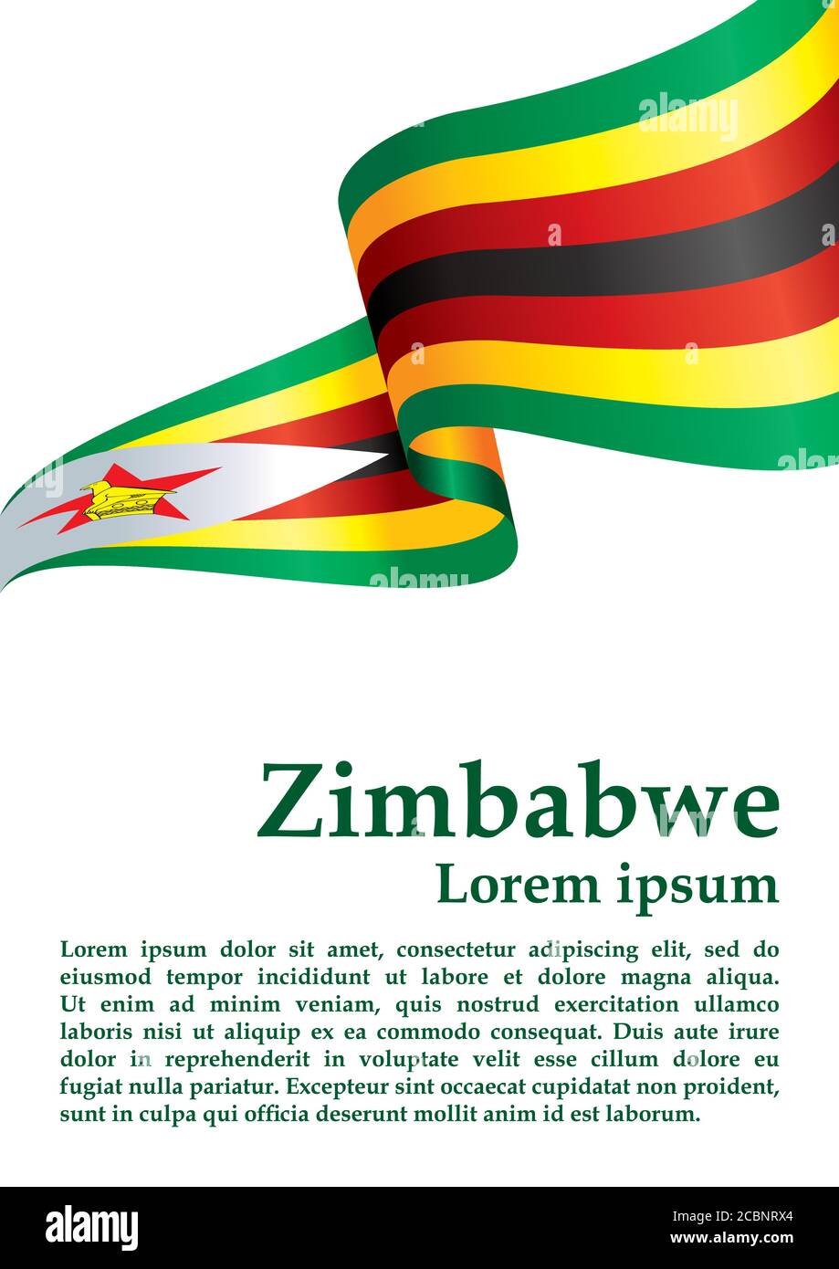 Drapeau du Zimbabwe, République du Zimbabwe. Modèle pour la conception des prix, un document officiel avec le drapeau du Zimbabwe. Illustration de Vecteur