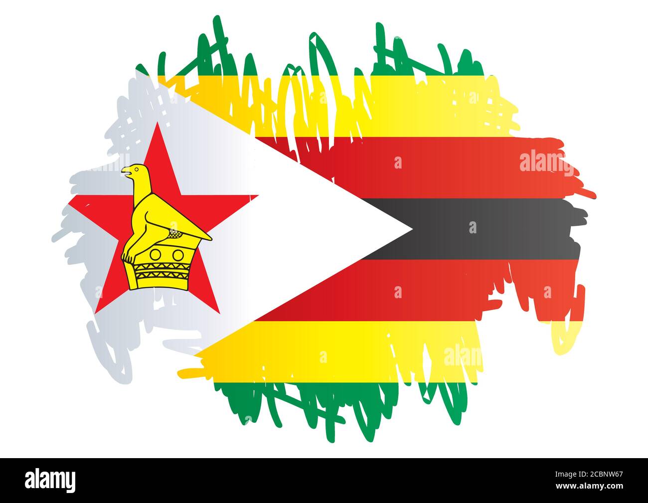 Drapeau du Zimbabwe, République du Zimbabwe. Modèle pour la conception des prix, un document officiel avec le drapeau du Zimbabwe. Illustration de Vecteur