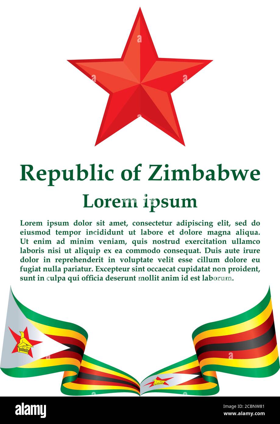Drapeau du Zimbabwe, République du Zimbabwe. Modèle pour la conception des prix, un document officiel avec le drapeau du Zimbabwe. Illustration de Vecteur