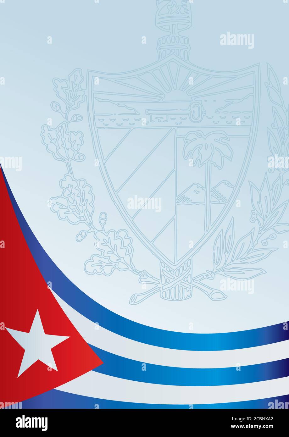 Drapeau de Cuba, modèle pour la récompense, document officiel avec un drapeau de la République de Cuba Illustration de Vecteur