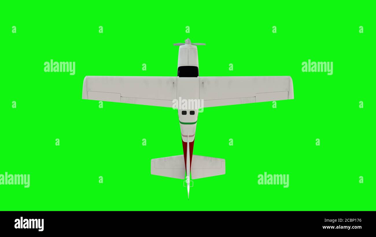 Ancien avion d'hélice. Arrière-plan de l'écran vert. rendu 3d Banque D'Images